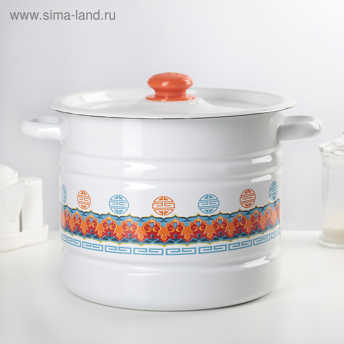 Мантоварка-позница эмалированная, 9 л, декор, 3 вставки, цвет МИКС Мантоварка-позница эмалированная, 9 л, декор, 3 вставки, цвет МИКС