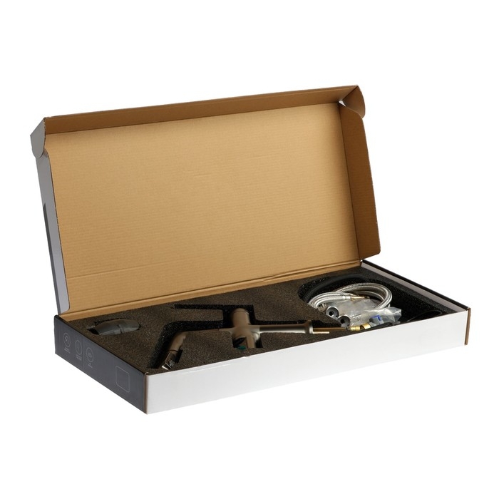 Смеситель для кухни ZEIN Z3782, экран температуры, вытяжной излив, высота 18-25 см, 2 режима