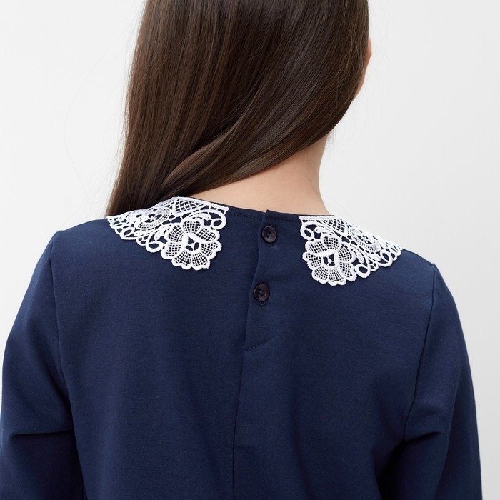 Платье для девочки, цвет темно-синий, рост 140 см Платье для девочки, цвет темно-синий, рост 140 см