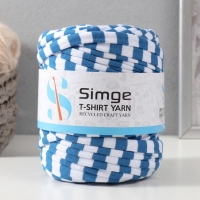Трикотажная пряжа вторичная 90% хлопок,10% п/э, 100м/450&plusmn;50 гр (полосатик бело-синий)