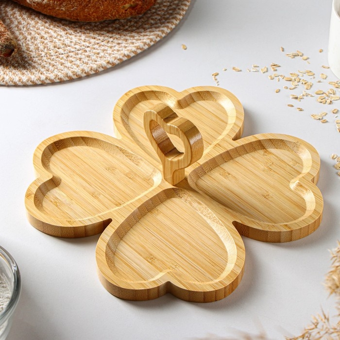 Менажница Доляна &laquo;Цветок&raquo;, 27&times;27&times;9 см, бамбук