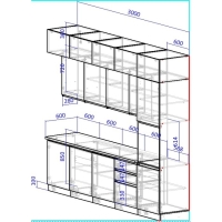 Кухонный гарнитур в потолок 3000 Виктория, Графит