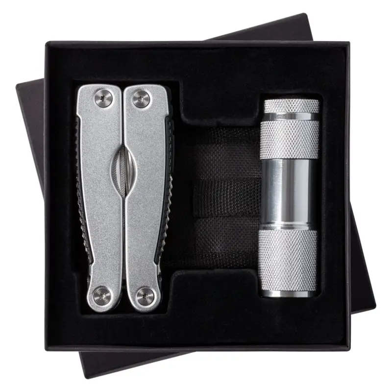 Набор Handmaster: фонарик и мультитул, серебристый Набор Handmaster: фонарик и мультитул, серебристый