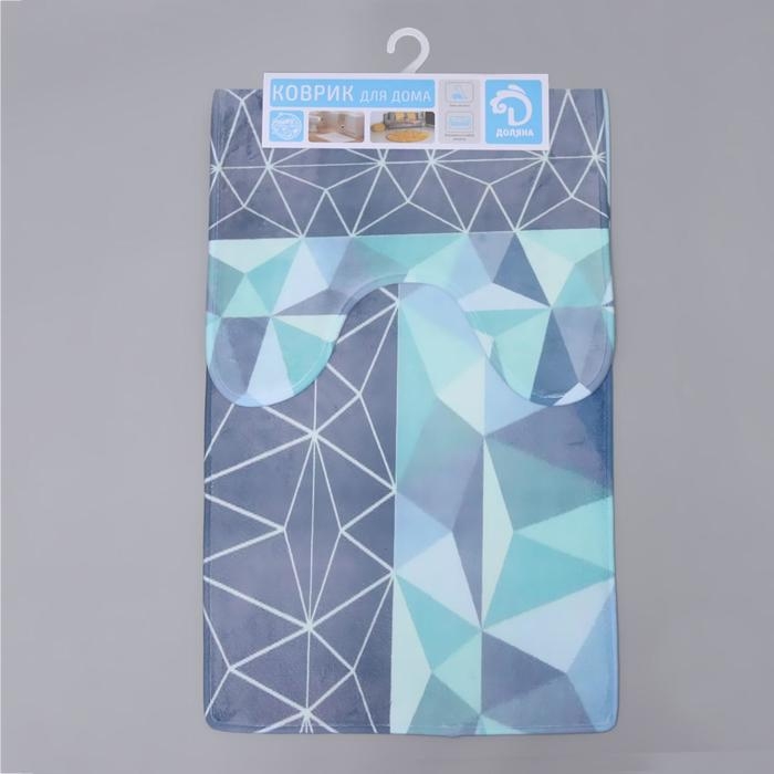 Набор ковриков для ванной и туалета Доляна «Геометрия цветов», 2 шт: 40×45, 45×75 см Набор ковриков для ванной и туалета Доляна «Геометрия цветов», 2 шт: 40×45, 45×75 см