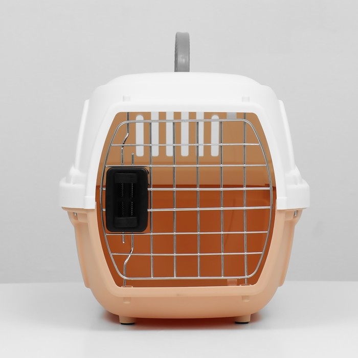 Переноска для животных пластиковая с металлической дверью 47х32,5х30 см, вес до 9 кг, бежевая 934336 Переноска для животных пластиковая с металлической дверью 47х32,5х30 см, вес до 9 кг, бежевая 934336