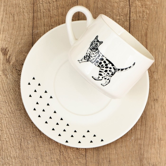 Чайная пара керамическая &laquo;Животные&raquo;, 200 мл, цвет белый