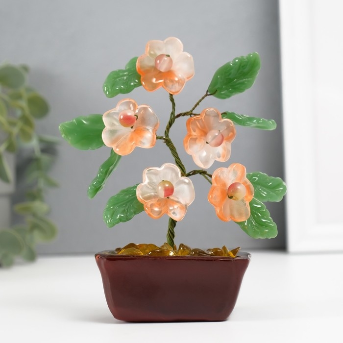 Сувенир бонсай Сувенир бонсай "Цветочное дерево" розовый 5 цветков 7х5,2х13 см