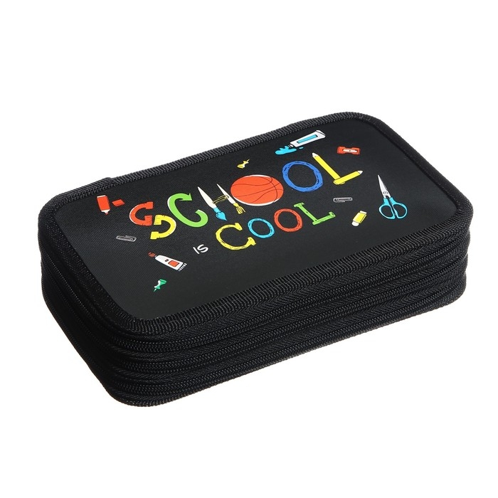 Пенал 3 секции, 125 х 205 х 55 мм, Calligrata 30П26/3 Пенал 3 секции, 125 х 205 х 55 мм, Calligrata 30П26/3 "School", ламинированный картон