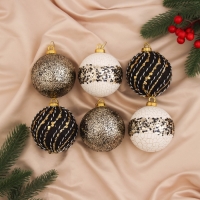 Набор шаров пластик d-8 см, 6 шт "Гремм" феерия полосы, микс