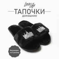 Тапочки женские с открытым носом размер 36-37, цвет чёрный Тапочки женские с открытым носом размер 36-37, цвет чёрный