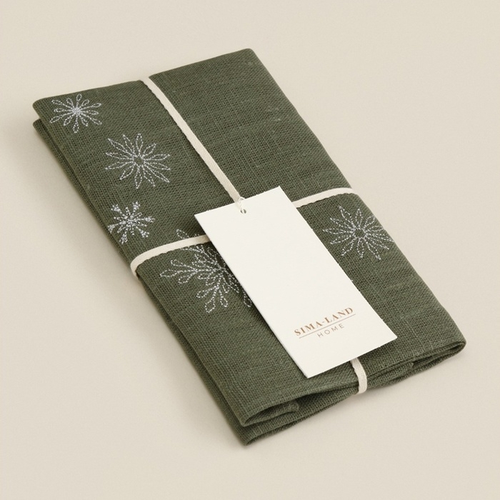 Набор салфеток с вышивкой SL HOME New Year 40х40см-2 шт., лен 100%, 265 гр/м2