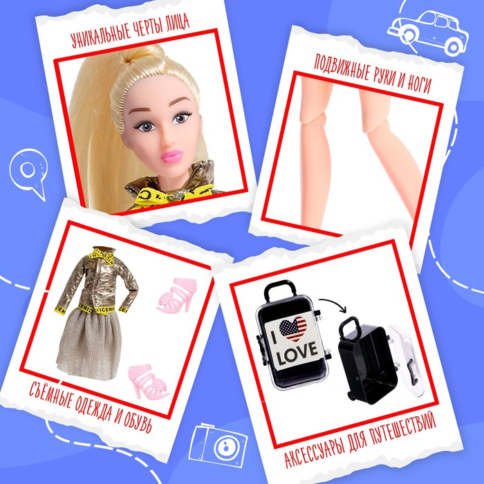 Кукла-модель шарнирная &laquo;Элис в Нью-Йорке&raquo; с аксессуарами, серия Вокруг света