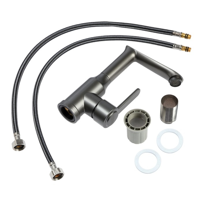 Смеситель для раковины ZEIN Z3697, поворотный излив высотой 18 см, ABS-пластик, графит Смеситель для раковины ZEIN Z3697, поворотный излив высотой 18 см, ABS-пластик, графит