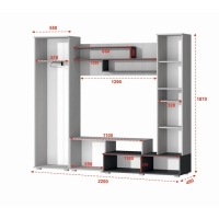 Гостиная Юна, 2200х480х1870, Анкор светлый/Графит