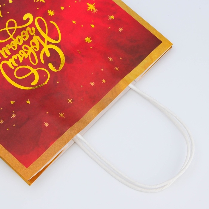 Новый год. Пакет бумажный подарочный новогодний с тиснением, "Ёлки" 27 х 21 х 11 см.