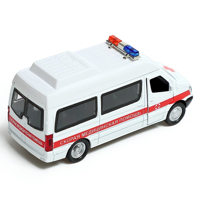 Машина металлическая «Скорая», 1:32, свет и звук, инерция, открываются двери Машина металлическая «Скорая», 1:32, свет и звук, инерция, открываются двери