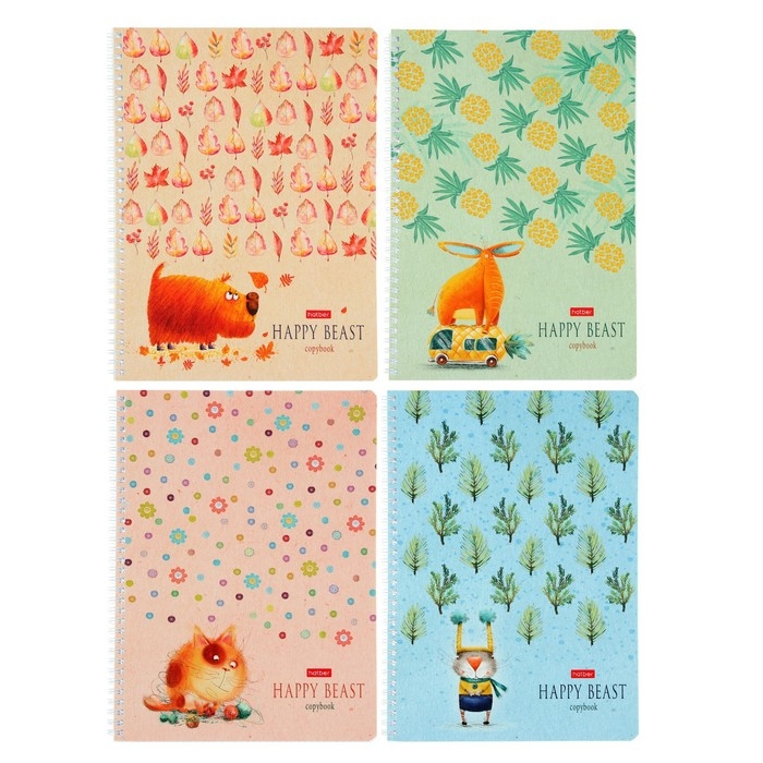 Тетрадь 80 листов в клетку на гребне Тетрадь 80 листов в клетку на гребне "Счастливчики", обложка мелованный картон матовая ламинация, тиснение, МИКС