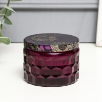 Банка для свечей стекло с крышкой "Соты" фиолет 5х7х7 см, МИКС Банка для свечей стекло с крышкой "Соты" фиолет 5х7х7 см, МИКС