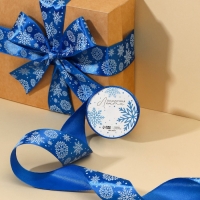 Лента атласная «Снежный вальс», синяя , 4 см × 5 м Лента атласная «Снежный вальс», синяя , 4 см × 5 м