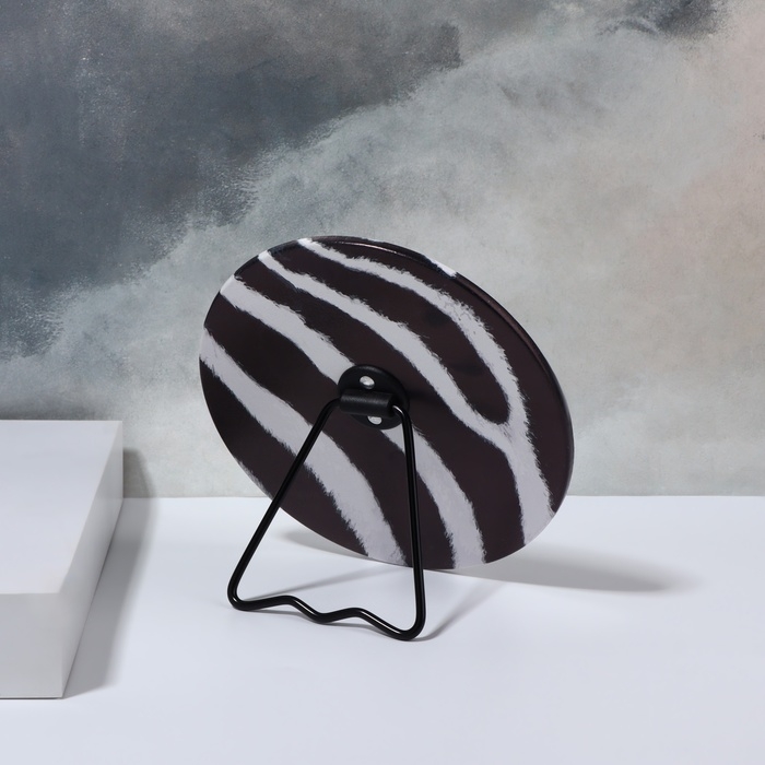Зеркало настольное - подвесное &laquo;ANIMAL&raquo;, d зеркальной поверхности 15,5 см, цвет &laquo;зебра&raquo;
