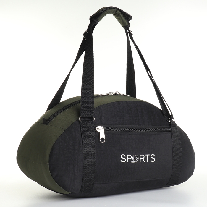 Сумка спортивная на молнии, наружный карман, большой размер, цвет чёрный/хаки Сумка спортивная на молнии, наружный карман, большой размер, цвет чёрный/хаки