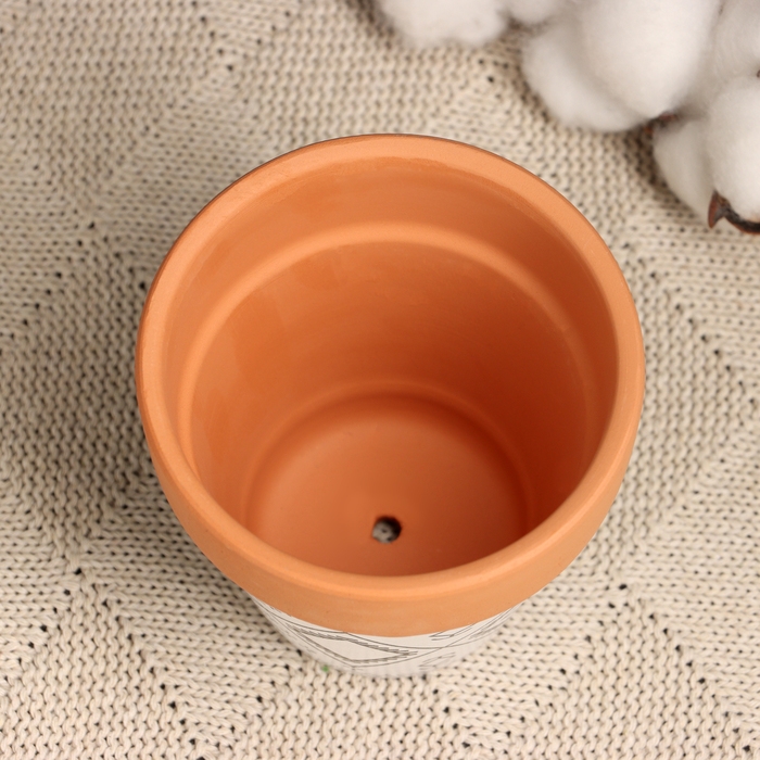 Горшок Горшок "Трапеция" терракот с узором, 10х9см, МИКС