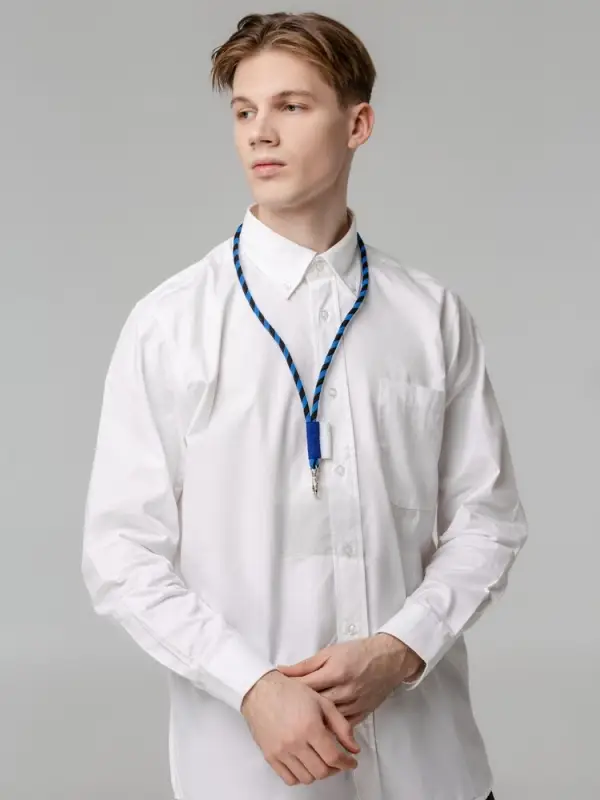 Шнурок для бейджа Tube Long, черный с синим