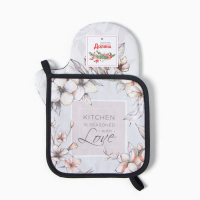 Набор кухонный &laquo;Floral mood&raquo; варежка-прихватка 20х28см, прихватка 19х19см,100% хл