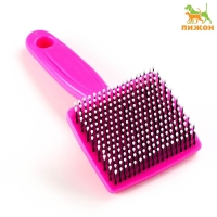 Пуходерка пластиковая мягкая с закругленными зубьями, малая, 6 х 13,5 см, розовая Пуходерка пластиковая мягкая с закругленными зубьями, малая, 6 х 13,5 см, розовая