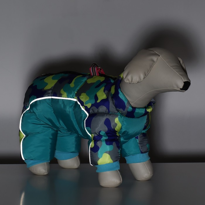 Комбинезон принтованный с замком на спине, размер 12 (ДС 25, ОГ 36, ОШ 28 см),бирюзовый