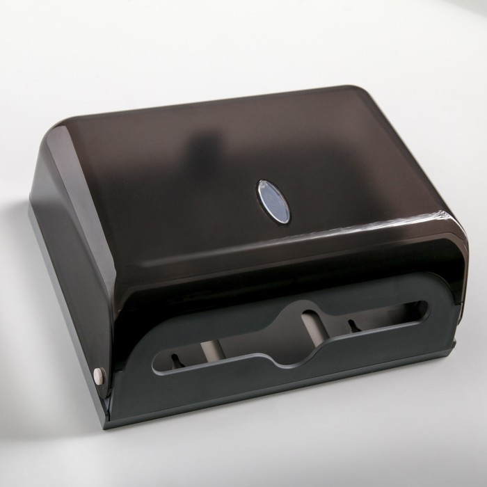 Диспенсер для бумажных полотенец в листах, пластиковый (макс. 200 шт), 27×11×20,5 см, цвет чёрный Диспенсер для бумажных полотенец в листах, пластиковый (макс. 200 шт), 27×11×20,5 см, цвет чёрный