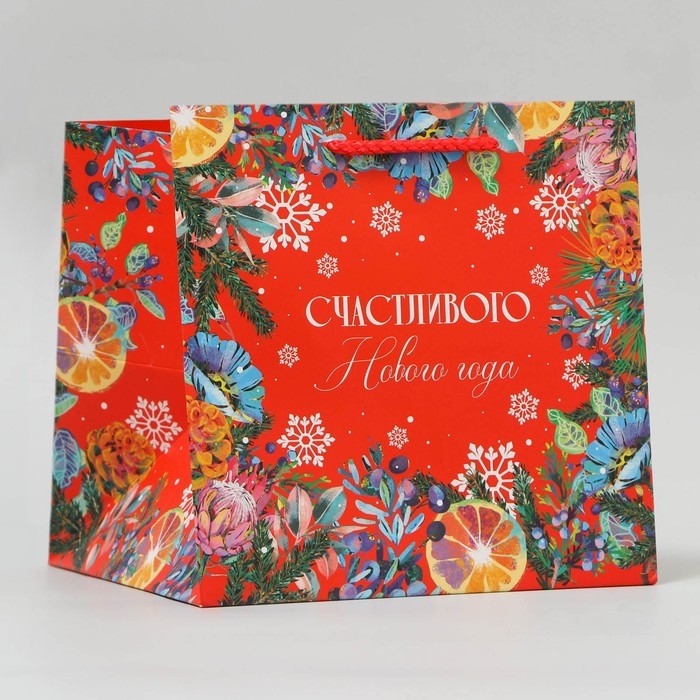Пакет квадратный &laquo;Счастья в Новом Году&raquo;, 20 х 20 х 20 см, Новый год