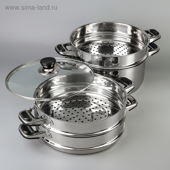 Мантоварка «Алтын», 16,2 л, d=26 см, 3 секции, капсульное дно, стеклянная крышка, индукция Мантоварка «Алтын», 16,2 л, d=26 см, 3 секции, капсульное дно, стеклянная крышка, индукция