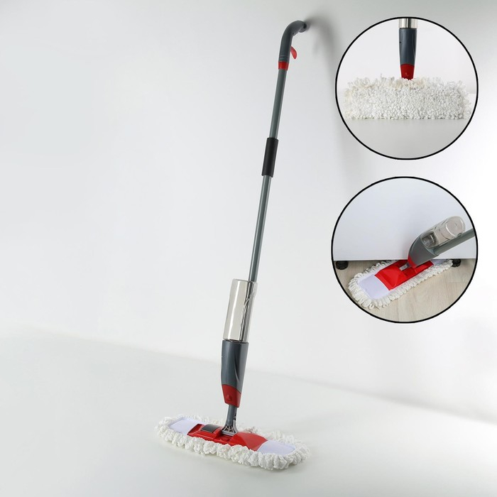 Швабра для мытья пола с распылителем Доляна, насадка из микрофибры 40&times;10 см, металлическая ручка 124 см, цвет МИКС