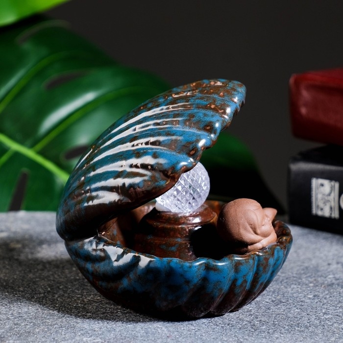 Подставка для благовоний Подставка для благовоний "Девочка в ракушке" 11х10см, с подсветкой, батарейки LR44