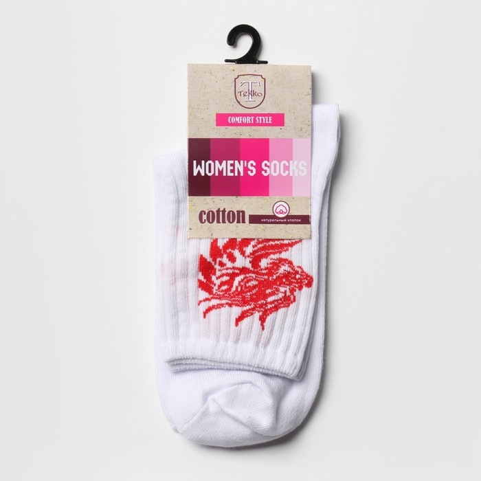 Носки Носки "Дракон", цвет белый/красный, размер 27