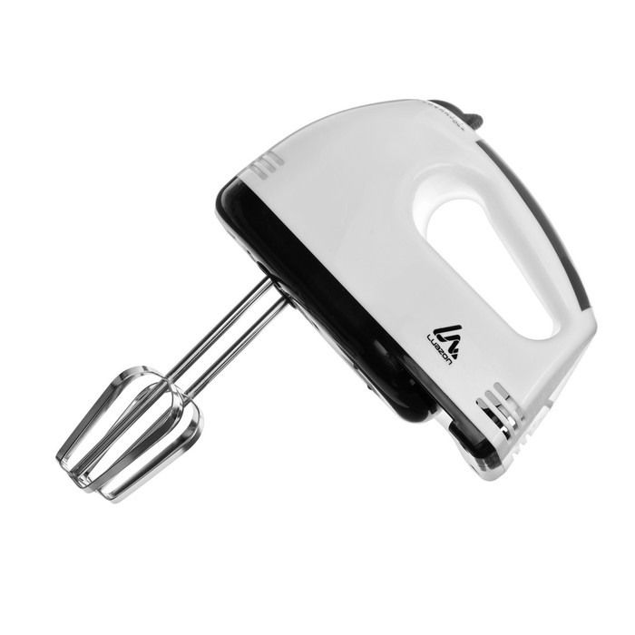 Миксер Luazon LMR-02, ручной, 180 Вт, 7 скоростей, 2 насадки, бело-чёрный