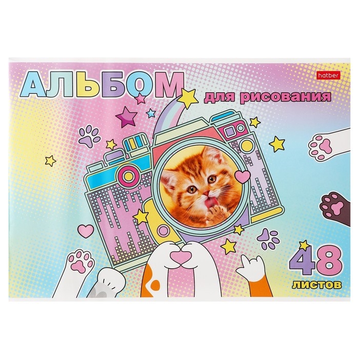 Альбом для рисования А4, 48 листов "Мир увлечений", обложка мелованный картон, блок 100 г/м2, МИКС