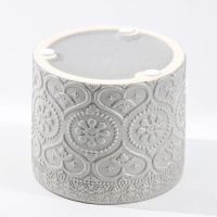 Банка для хранения сыпучих продуктов &laquo;Кружева. Сердца&raquo;, 400 мл, 10&times;9,5 см, с бамбуковой крышкой, керамическая, цвет серый