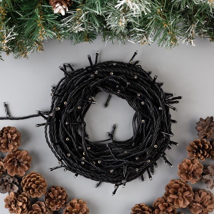 Гирлянда «Нить» 20 м, IP44, тёмная нить, 200 LED, свечение тёплое белое, 8 режимов, 220 В Гирлянда «Нить» 20 м, IP44, тёмная нить, 200 LED, свечение тёплое белое, 8 режимов, 220 В