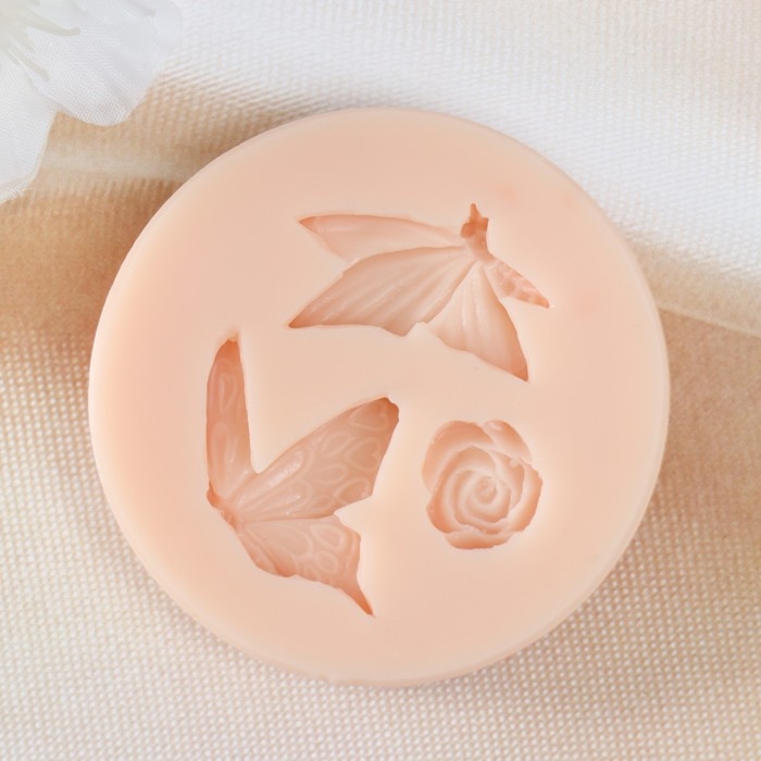 Молд силикон Молд силикон "Бабочки с цветком" 3,7х2,9х0,5 3,3х2х0,5 1,2х1,2х0,3 см