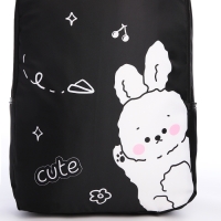 Рюкзак школьный с пеналом &laquo;Милый зайчик&raquo;, 42х28х13 см, цвет чёрный