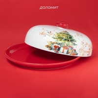 Блинница новогодняя Доляна &laquo;Волшебное дерево&raquo;, d=23 см, керамика, цвет белый