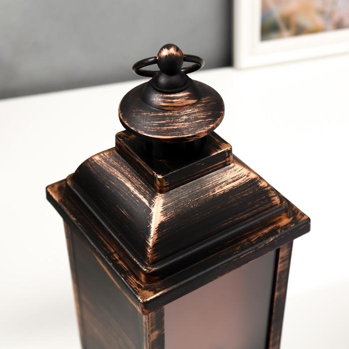 Ночник Ночник "Камин" LED от батареек 3хААА черный с золотой патиной 13,х13х34 см RISALUX