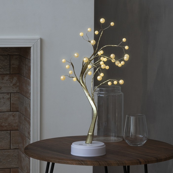 Светодиодный куст «Жемчужины золотистые» 45 см, 36 LED, постоянное свечение, батарейки ААх3 (не в комплекте), USB, свечение тёплое белое Светодиодный куст «Жемчужины золотистые» 45 см, 36 LED, постоянное свечение, батарейки ААх3 (не в комплекте), USB, свечение тёплое белое