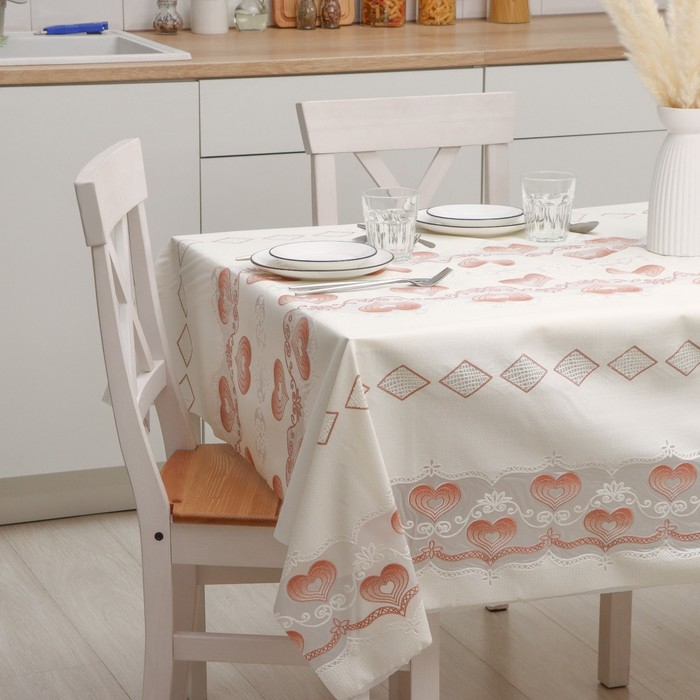 Клеёнка на стол &laquo;Роман&raquo;, ширина 137 см, рулон 20 метров, цвет бежевый