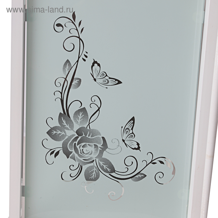 Столик косметолога 52&times;32&times;80, на колеса&times;, 3 полки, цвет белый (РИСУНОК НА СТЕКЛЕ МИКС)