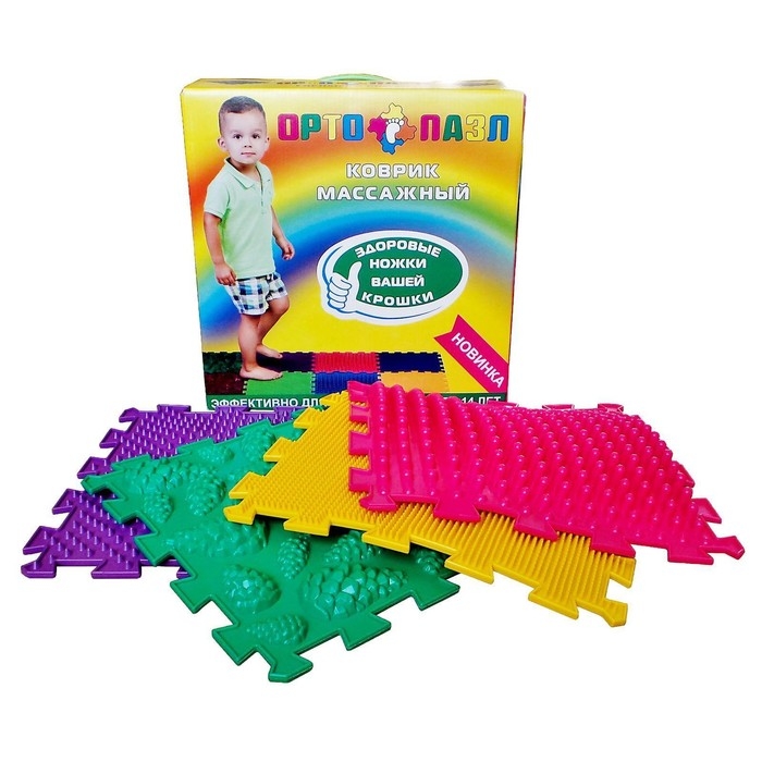 Модульный массажный коврик &laquo;Лес&raquo;, 8 модулей, 4 вида, цвет МИКС