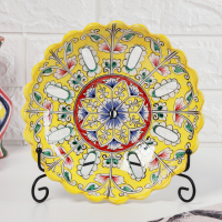 Фруктовница Риштанская Керамика "Цветы", 23 см, жёлтая