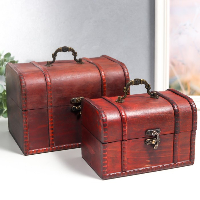 Шкатулка дерево сундучок (набор 2 шт) Шкатулка дерево сундучок (набор 2 шт) "Викторианские" 17,5х11,5х11,5 см; 21х15,5х15 см